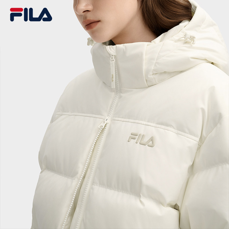 FILA 斐乐官方女士羽绒服2025冬季新款RGB-多彩羽绒连帽保暖外套