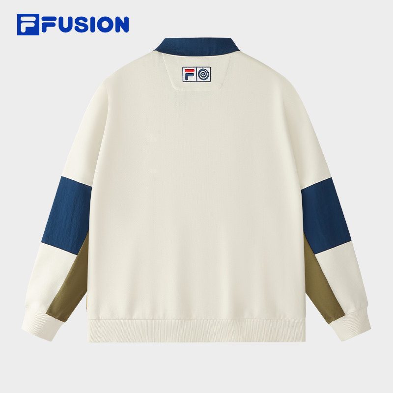 FILA FUSION斐乐潮牌男子针织长袖POLO衫2025夏新款宽松拼色上衣,淘宝优惠券,粉丝福利购,淘宝优惠卷