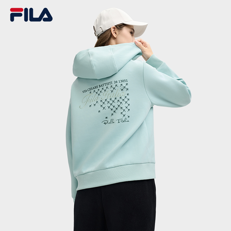 FILA 斐乐官方女子连帽卫衣2025春新款时尚休闲舒适针织长袖上衣 - 图1