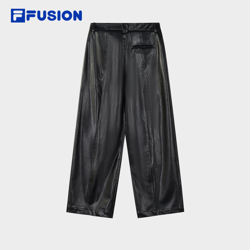 FILA FUSION斐乐潮牌针织长裤女2025冬季新款时尚休闲直筒裤皮裤,淘宝优惠券,粉丝福利购,淘宝优惠卷
