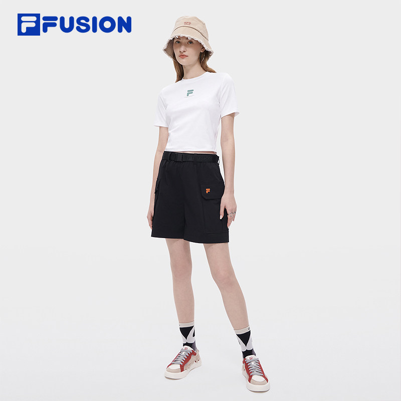 FILA FUSION斐乐潮牌女子短袖T恤秋时尚休闲修身针织上衣,淘宝优惠券,粉丝福利购,淘宝优惠卷