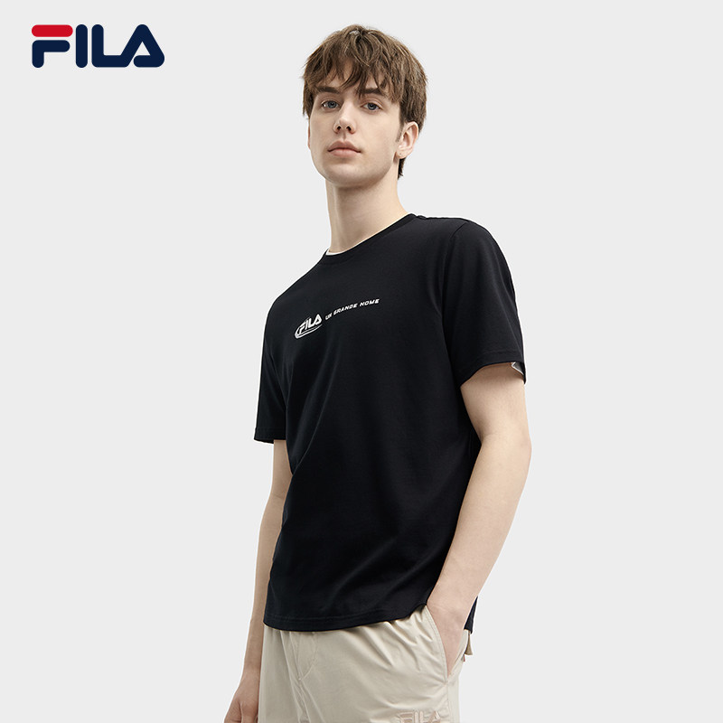 FILA 斐乐官方男子针织短袖衫2024夏季新款时尚休闲舒适纯棉白T恤,淘宝优惠券,粉丝福利购,淘宝优惠卷