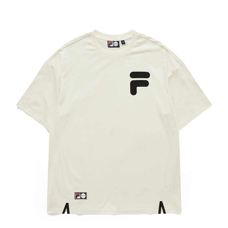 FILA FUSION斐乐男女同款针织短袖衫2022年夏季简约宽松上衣T,淘宝优惠券,粉丝福利购,淘宝优惠卷