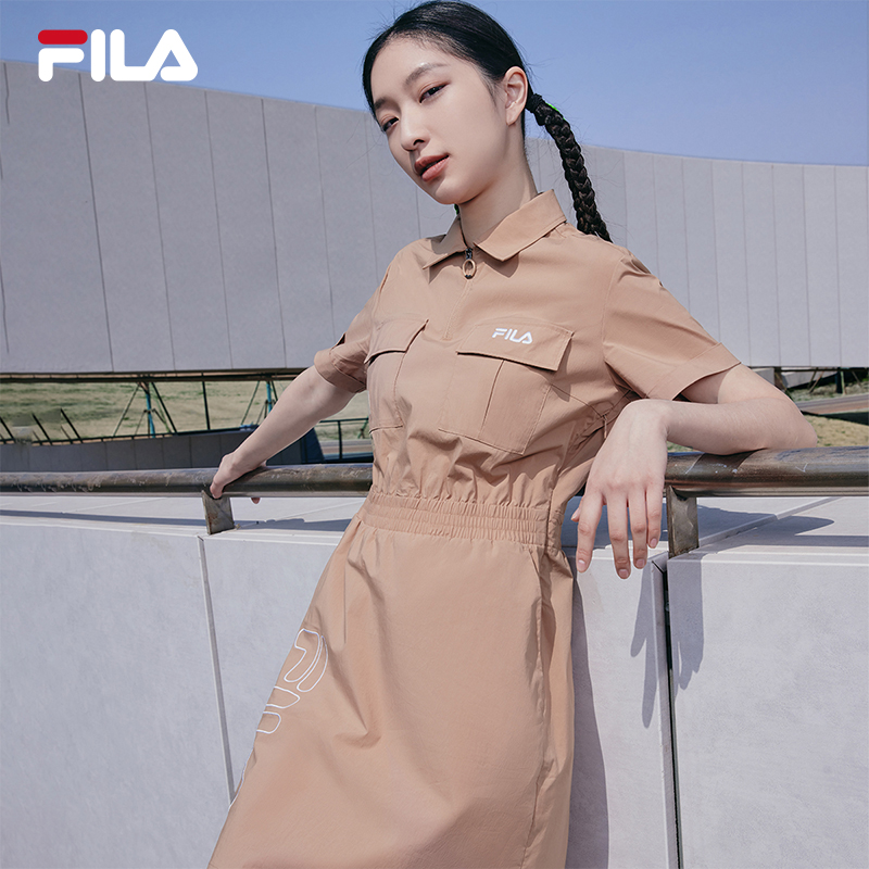 FILA X MAGIC STICK斐乐女子连衣裙2023夏新款时尚休闲翻领工装裙-图2