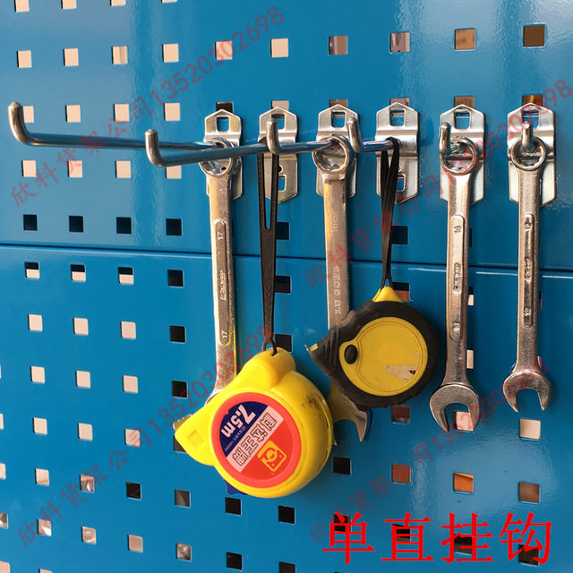 Free shipping hardware tool rack square hole plate metal single straight hook tool hanging plate accessories thickened hole plate hanging rack