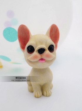 原创可爱风车载树脂摇头法国摆件