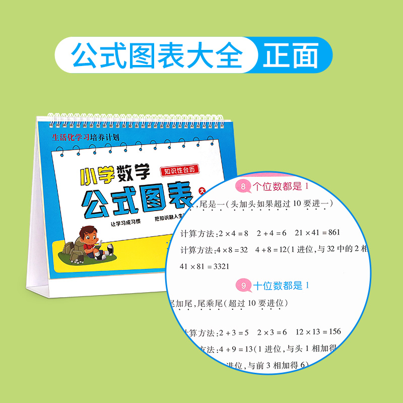 小学数学公式大全台历图表1一6二三年级乘法口诀表启蒙教具识字卡 - 图1