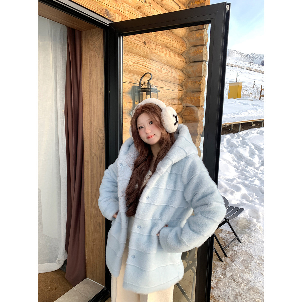 安妮不火 chao嫩系列仿水貂连帽环保皮草女微胖大码保暖毛绒外套,淘宝优惠券,粉丝福利购,淘宝优惠卷