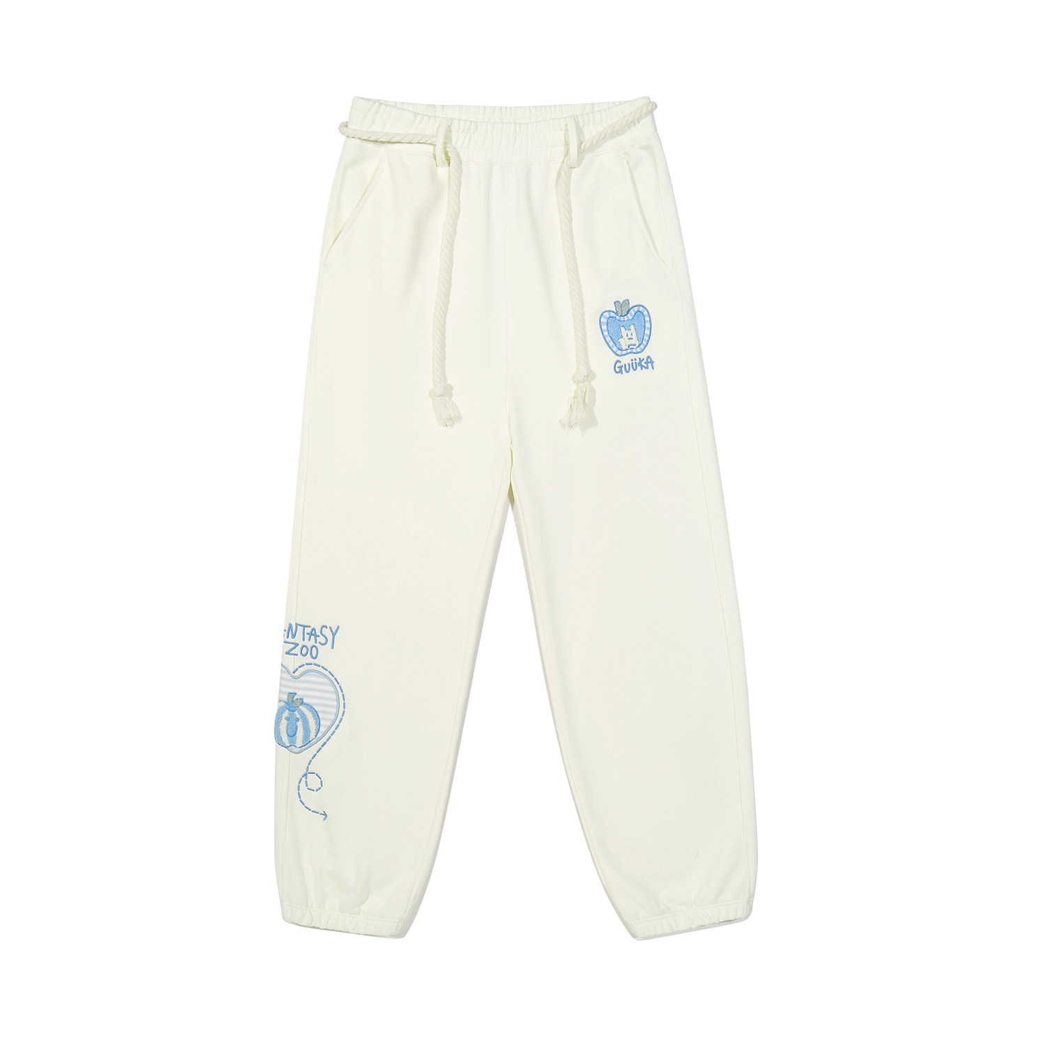 GUUKA加绒束脚裤可拆卸腰带堆堆裤子 潮牌苹果刺绣重磅纯棉卫裤男,淘宝优惠券,粉丝福利购,淘宝优惠卷