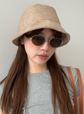 丁走走韩版百搭显脸小透气棉麻素颜渔夫帽女春夏纯色防晒遮阳帽子