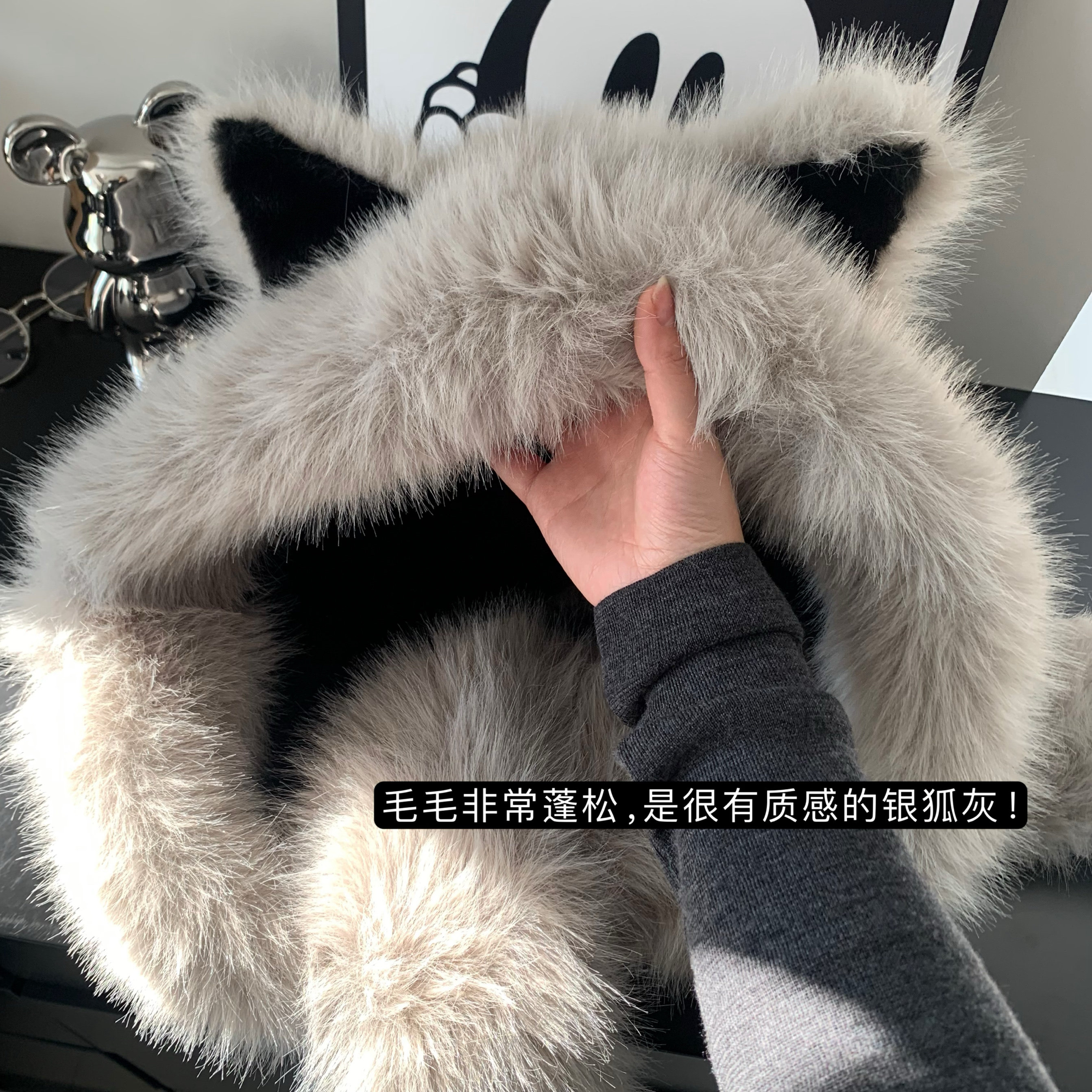 丁走走加厚毛绒狐狸耳朵帽子围巾一体冬季东北防寒保暖雷锋帽护耳