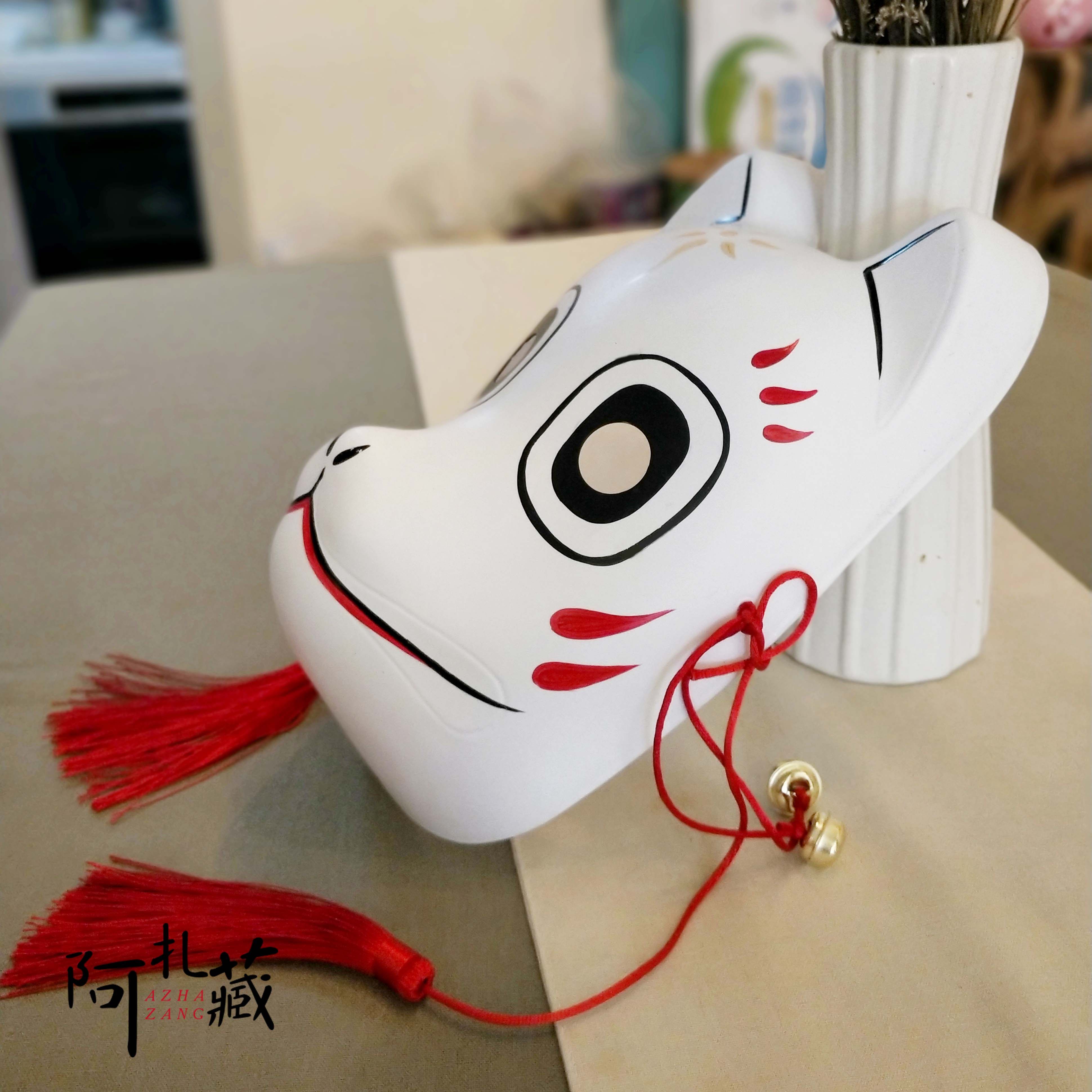 Pvc手绘日本狐狸面具狐妖和风全脸面具萤火之森包邮 阿扎藏 淘优券