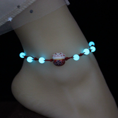 Милый браслет на ногу, цепочка, плетеный браслет из красной нити, популярно в интернете