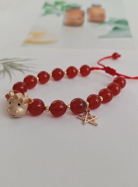 蛇年本命年12生肖红玛瑙手链女红绳编织手串学生闺蜜星座幸运手绳