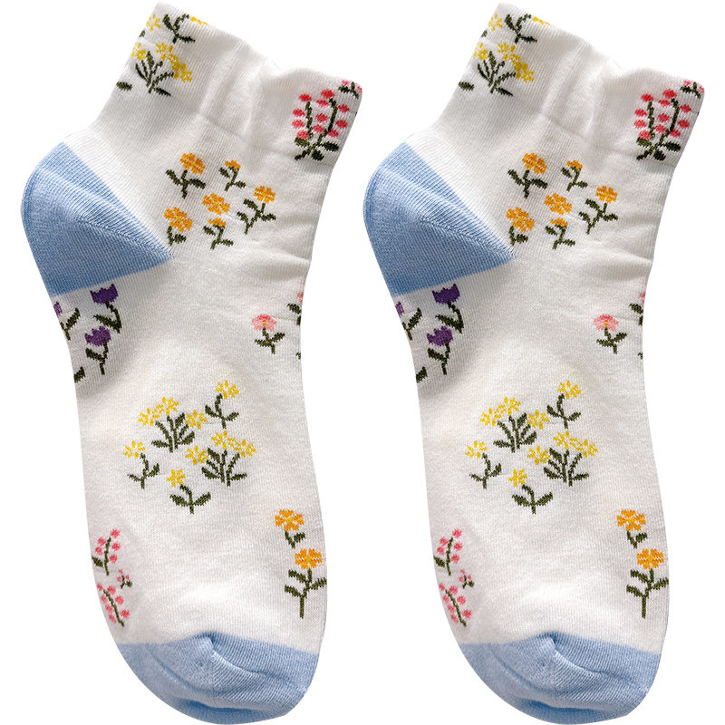 glalalane韩国袜子女短筒袜春夏秋新款松口不紧勒碎花短款女棉袜,淘宝优惠券,粉丝福利购,淘宝优惠卷