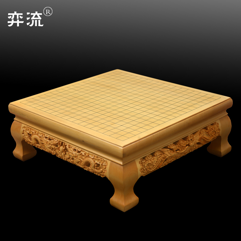 弈流新品17cm桧木棋墩目盛线条棋桌精品雕花围棋桌收藏棋具-图1