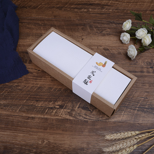 10套牛皮纸白色压纹凤梨酥包装盒食品纸盒点心手工凤梨酥礼盒套装 - 图1