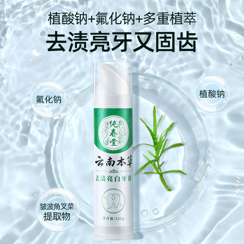 洗牙粉牙膏牙刷套装去黄洗白牙齿 纯春堂牙粉