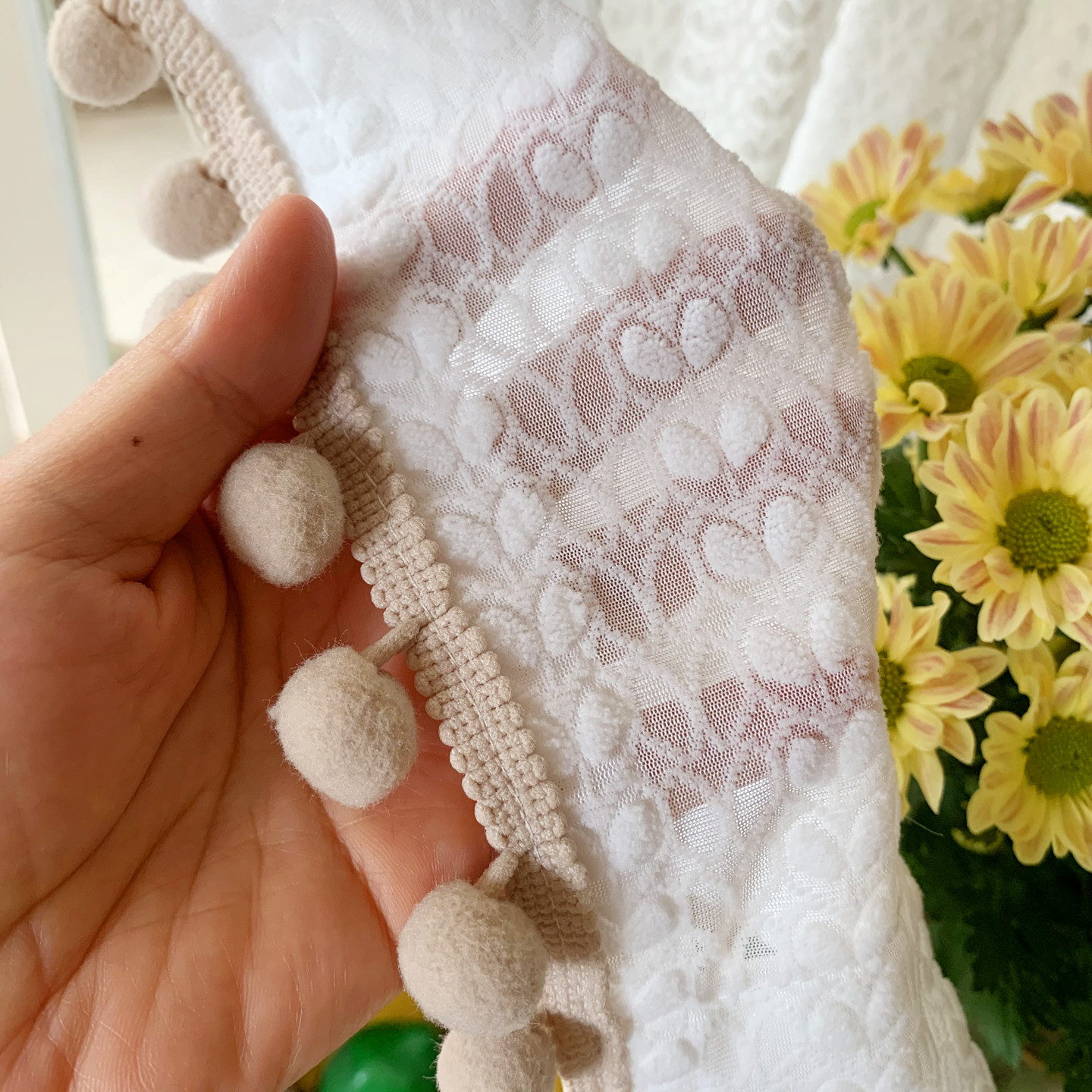 Buy one and get one free cream gauze curtain and get a strap