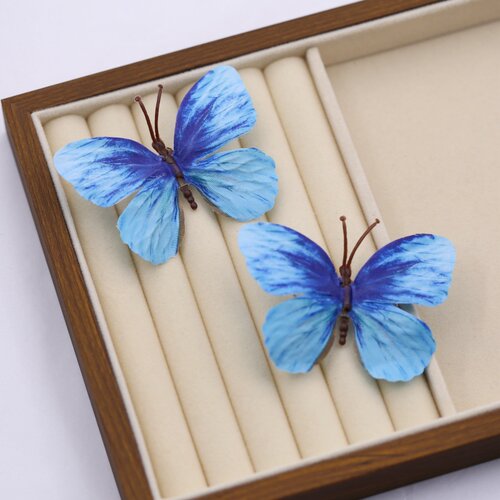 立体仿真蓝色蝴蝶装饰拍摄道具网红汉服写真自拍氛围感发饰配件 - 图1