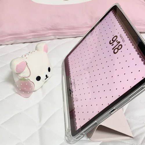 ins法式甜美粉色巧克力适用2024iPad air保护壳苹果iPad10.5寸保护套air5 10.9平板套防摔软壳带笔槽支架11寸 - 图1