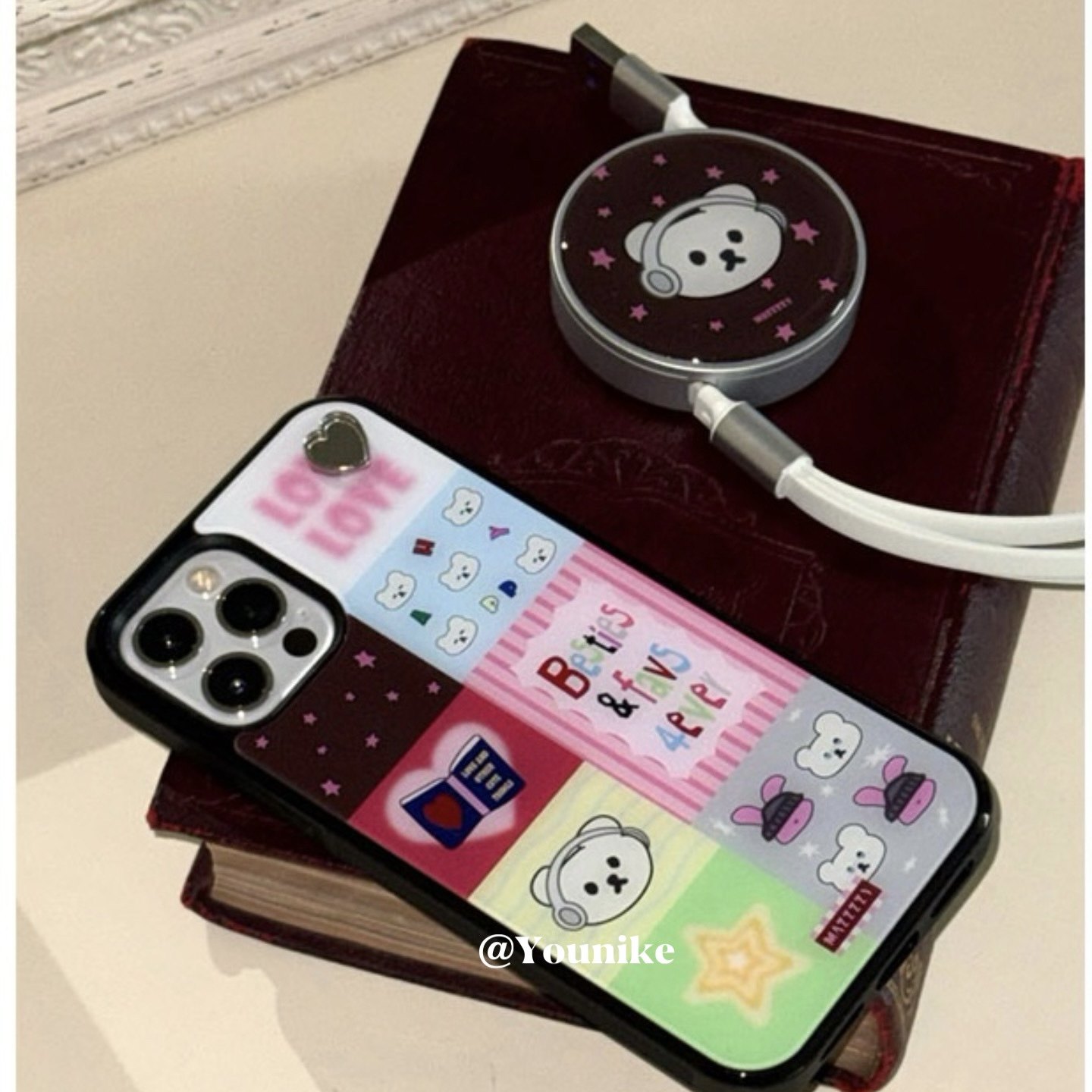 韩系ins可爱多巴胺拼贴插画小熊少女感童趣磁吸适用iphone16pro/15promax苹果13/14/12手机壳保护套华为mate,淘宝优惠券,粉丝福利购,淘宝优惠卷