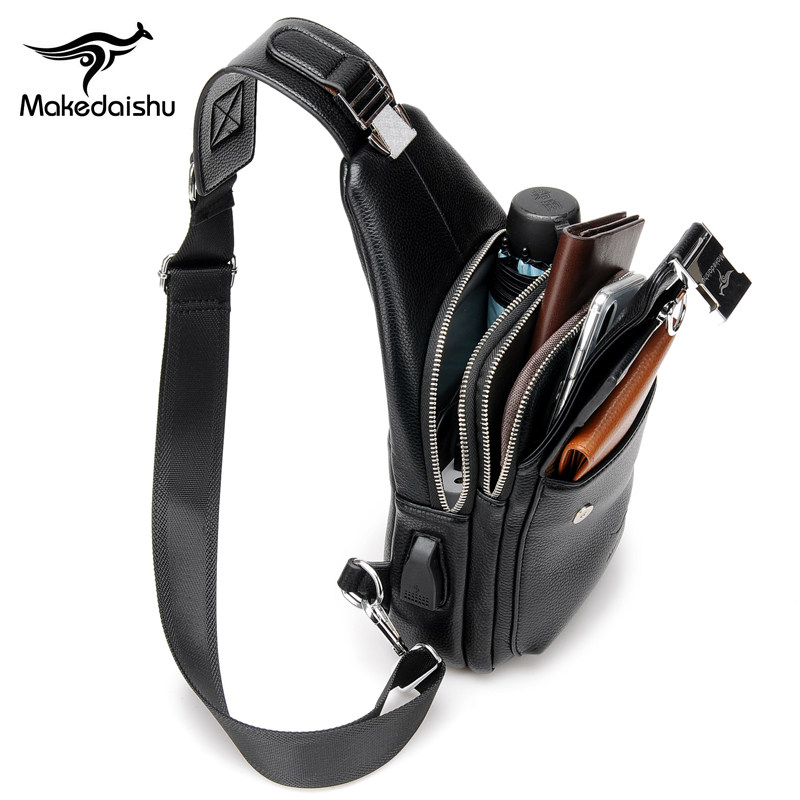 马克袋鼠男士胸包真皮斜跨休闲包包 陶礼芬芳箱包店男士包袋