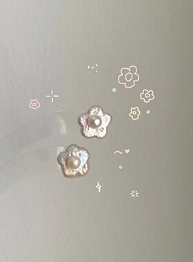 韩系ins风通体S925纯银甜美独特花朵巴洛克淡水珍珠耳钉简约设计