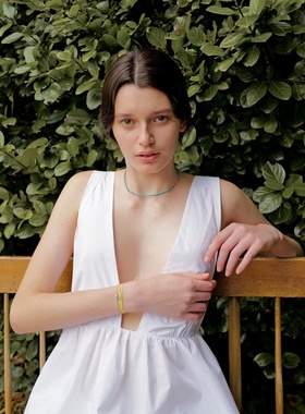 简约天然蓝松石S925纯银锁骨链串珠欧美冷淡风小众高级设计颈链女