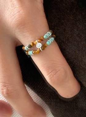 S925纯银新中式双圈手串女戒指