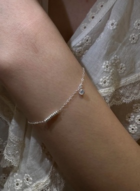 精致S925纯银美产包金素圈手链