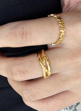 小众设计感金色个性指环法式复古