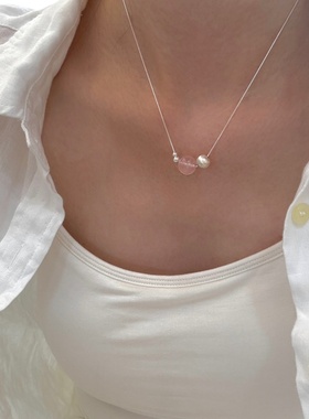 甜美风通体s925银拉丝猫眼珠项链