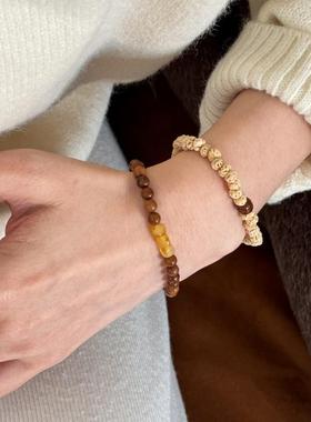 可爱奶酪原创复古手串虎眼石