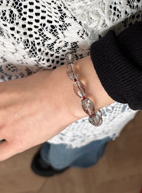 本命年红冰透玻璃珠项链