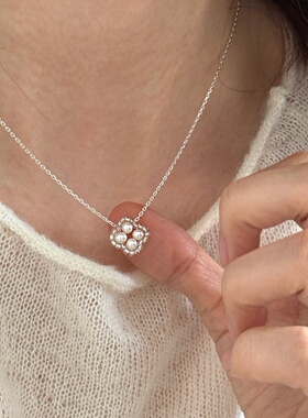 淡水珍珠四叶草毛衣链好运连连