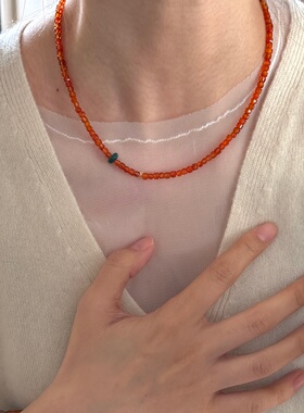 新年新中式S925红玛瑙翡翠项链