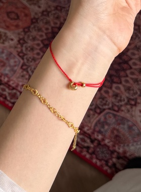 S925纯银金坨坨小福袋手链