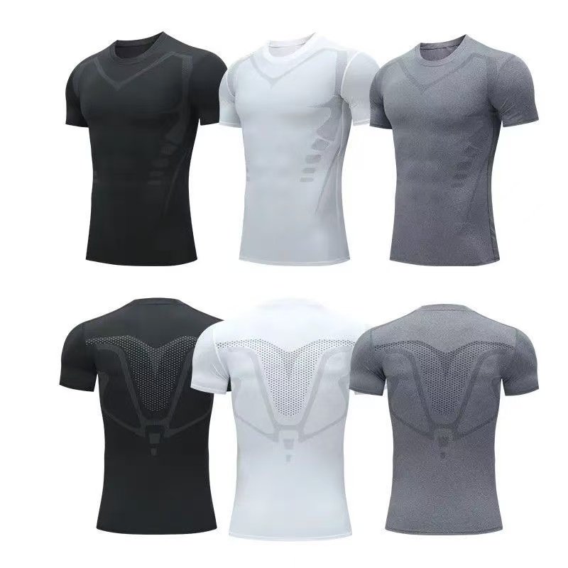 新款运动紧身短袖科幻印花健身衣跑步训练T恤高弹速干透气训练服,淘宝优惠券,粉丝福利购,淘宝优惠卷