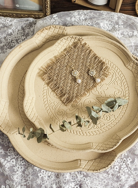 复古风粗糙木粉压制餐具装饰托盘