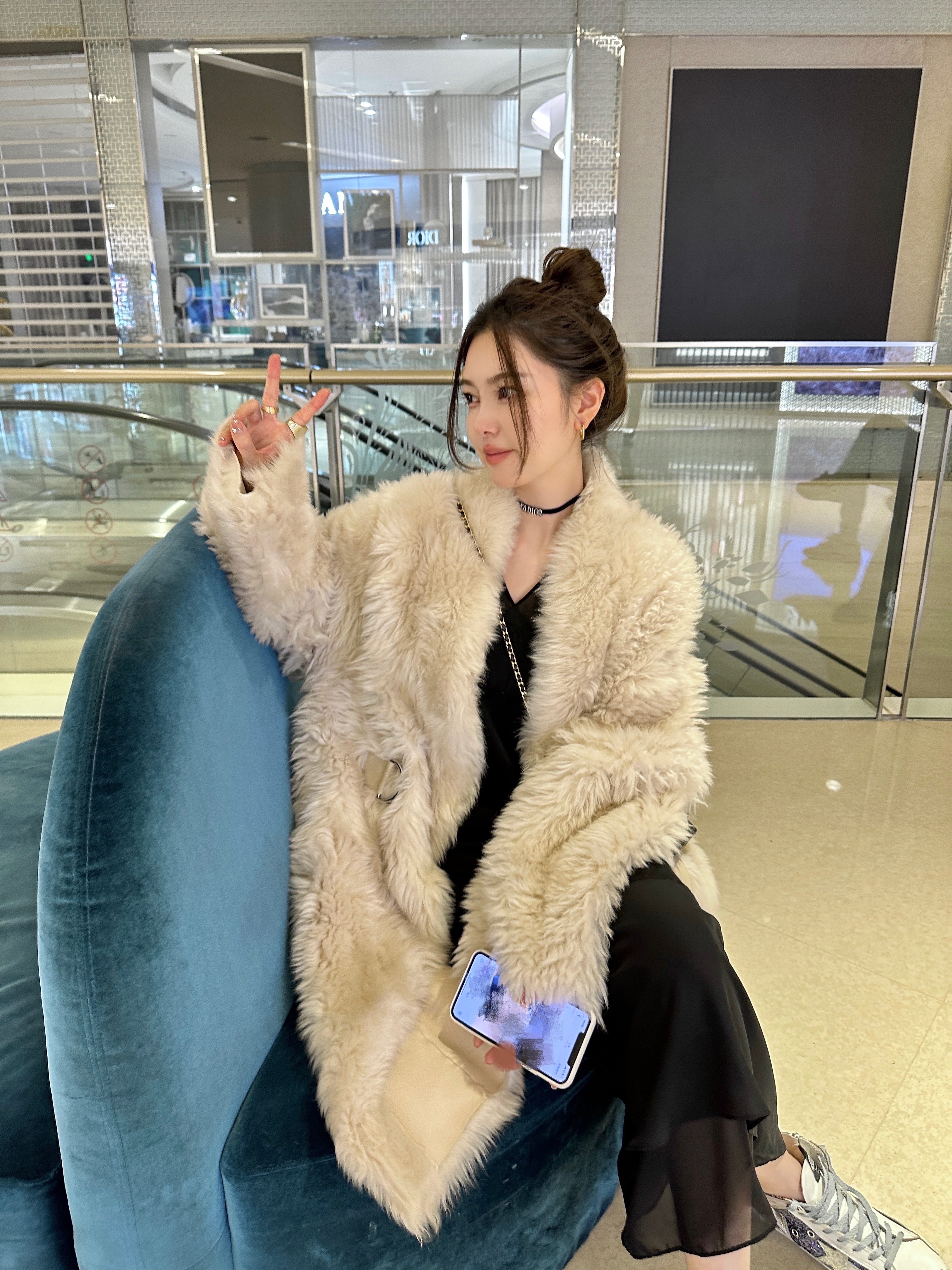THEOPENDM 2022秋冬新款宽松显瘦百搭长袖V领长款拼接连衣裙女