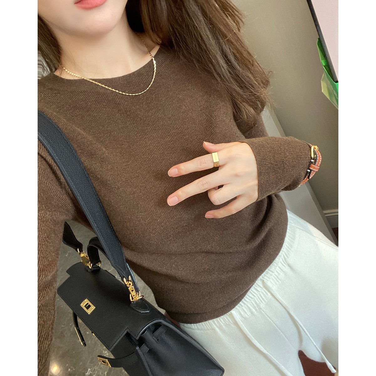 THEOPENDM 2022冬季新款巨舒服软糯宽松套头全羊毛打底衫毛衣女