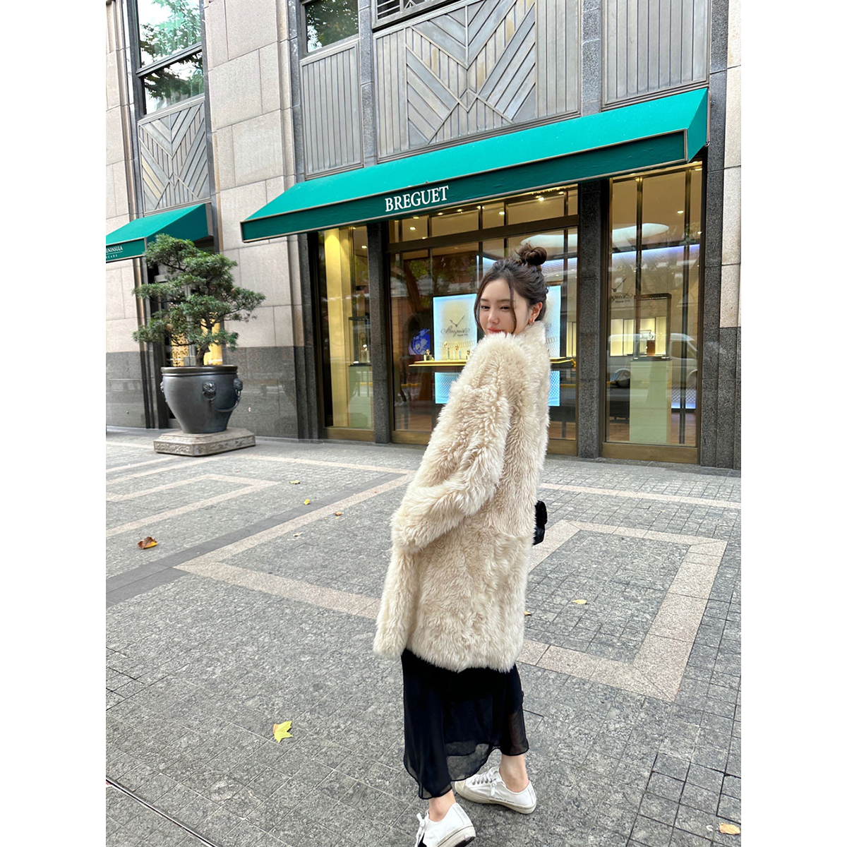THEOPENDM 2022秋冬新款宽松显瘦百搭长袖V领长款拼接连衣裙女