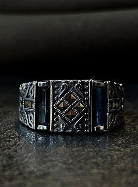 土耳其进口男士925纯银复古戒指