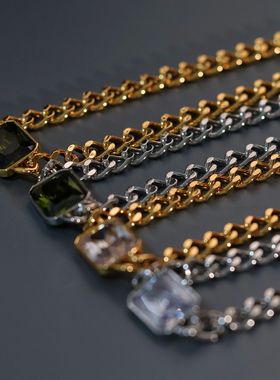 其他锆石黄铜颈链女百搭项链小众