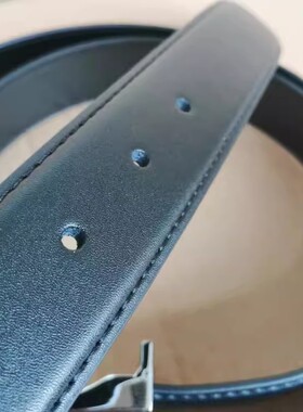 五角星标黑色针扣内腰带二层牛皮不锈钢皮带裤带男