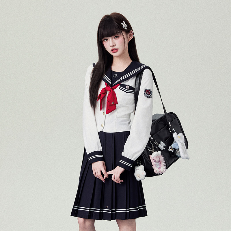 花铃太太jk制服校供基础水手服春季日系绀色长袖衬衣学院风女套装,淘宝优惠券,粉丝福利购,淘宝优惠卷