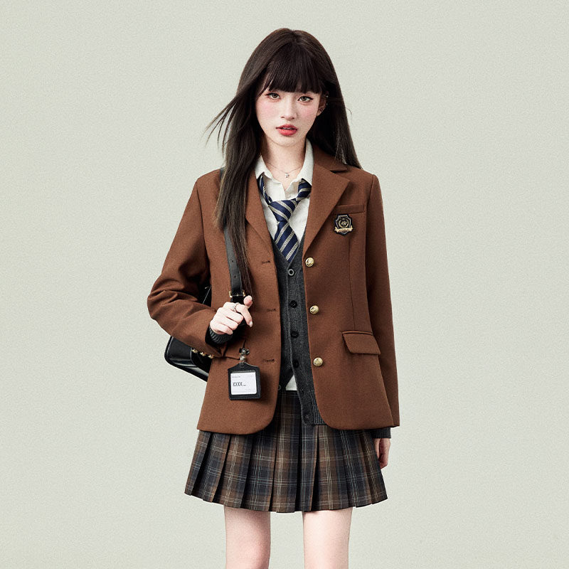 花铃太太原创jk制服西装外套女表参大学院风深灰色2026春季校供感,淘宝优惠券,粉丝福利购,淘宝优惠卷