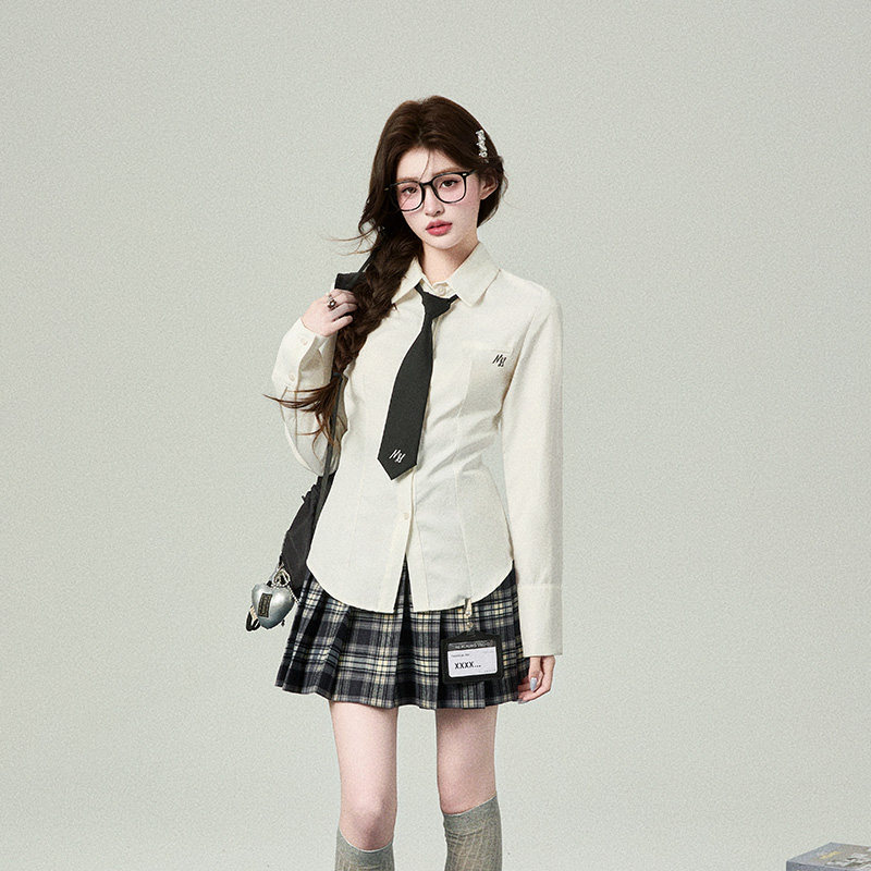 花铃太太学院风白衬衫jk制服收腰长袖衬衫2026女修身打底早秋上衣,淘宝优惠券,粉丝福利购,淘宝优惠卷