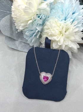 宏光女镶钻水晶粉色爱心项链百搭